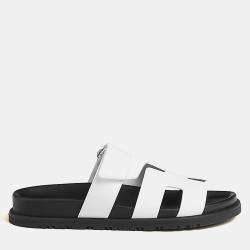 Pre Owned Hermes Chypre Sandal Size 42 Blanc Calfskin