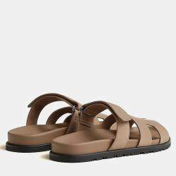 Pre Owned Hermes Chypre Sandal Size 36 Beige Sable Calfskin 