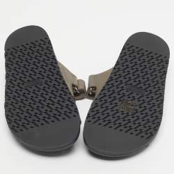 Pre Owned Hermes Green Leather Chypre Slide Sandals Size 34