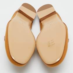 Pre Owned Hermès Brown Fabric and Leather Oz Mules Size 39