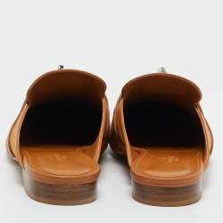 Pre Owned Hermès Brown Fabric and Leather Oz Mules Size 39