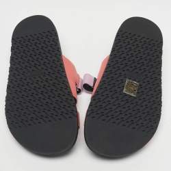 مملوكة مسبقًا Hermès Pink/Purple Satin Chypre Flat Sandals Size 37.5
