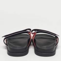 مملوكة مسبقًا Hermès Pink/Purple Satin Chypre Flat Sandals Size 37.5