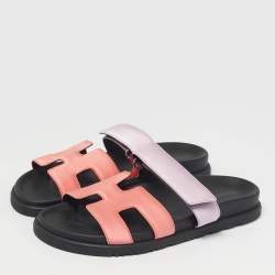 مملوكة مسبقًا Hermès Pink/Purple Satin Chypre Flat Sandals Size 37.5