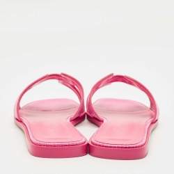 Pre Owned Hermès Pink Lizard Oran Flat Slides Size 40
