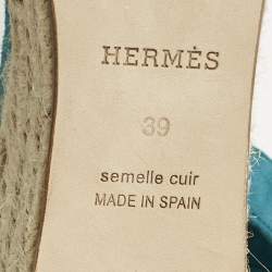 مملوكة مسبقًا Hermes Blue Suede Elda Wedge Sandals Size 39