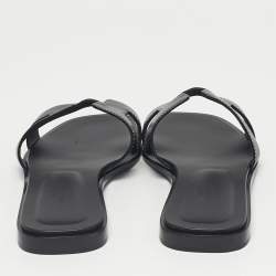 Pre Owned Hermès Black Leather Oran Flat Slide Size 38