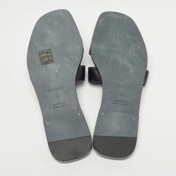 Pre Owned Hermès Black Leather Oran Flat Slide Size 38