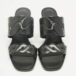 Pre Owned Hermes Black Leather Gaby Sandals Size 39