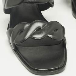 Pre Owned Hermes Black Leather Gaby Sandals Size 39