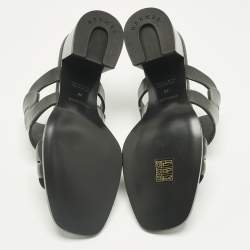Pre Owned Hermes Black Leather Gaby Sandals Size 39