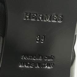 Pre Owned Hermes Black Leather Gaby Sandals Size 39