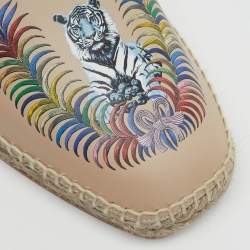Pre Owned Hermes Cream Leather Tiger Royal Print Oz Mules Size 38