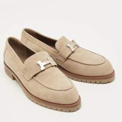 مملوكة مسبقًا حذاء لوفرز هيرميس فوبورغ شامواه بيج مقاس 40.5