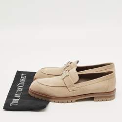 مملوكة مسبقًا حذاء لوفرز هيرميس فوبورغ شامواه بيج مقاس 40.5