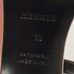 Pre Owned صندل سيور كاحل هيرمس جلد بني داكن مقاس 39.5
