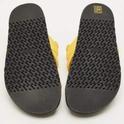 Pre Owned Hermes Extra Size 39 Yellow/Brown Suede Flat Sandals