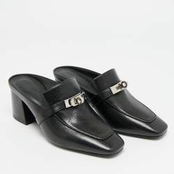 Pre Owned Hermès Blossom Size 35 Black Leather Mules