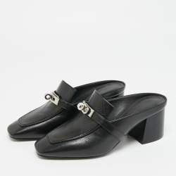 Pre Owned Hermès Blossom Size 35 Black Leather Mules