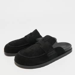 مملوكة مسبقًا Hermès Go Size 38 Black Suede Flat Mules