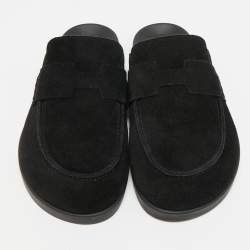 مملوكة مسبقًا Hermès Go Size 38 Black Suede Flat Mules