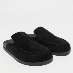 مملوكة مسبقًا Hermès Go Size 38 Black Suede Flat Mules