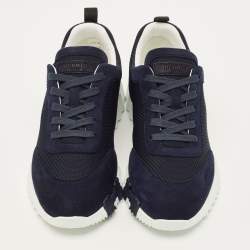 Pre Owned Hermes Bouncing Size 38 Navy Blue Mesh and Suede Low Top Sneakers
