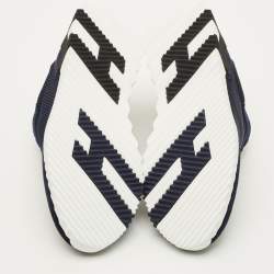 Pre Owned Hermes Bouncing Size 38 Navy Blue Mesh and Suede Low Top Sneakers
