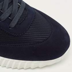 Pre Owned Hermes Bouncing Size 38 Navy Blue Mesh and Suede Low Top Sneakers