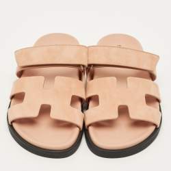 مملوكة مسبقًا Hermes Chypre Size 36 Beige Suede Flat Sandals