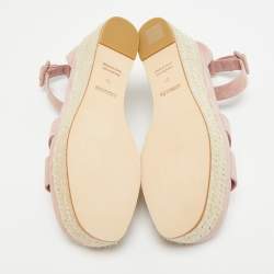 مملوكة مسبقًا Hermes Elda Size 38 Pink Suede Ankle Strap Espadrille Sandals