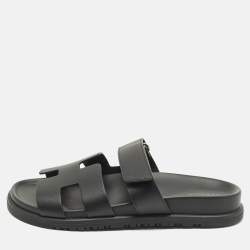 Pre Owned صندل هيرمس شايبر جلد أسود مقاس 38