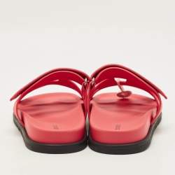 Pre Owned Hermès Chypre Size 39.5 Red Suede Flat Sandals