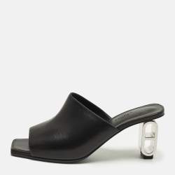 Pre Owned Hermès Iconique Size 39 Black Leather Slide Sandals