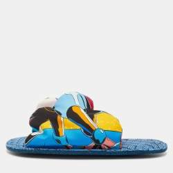 Pre Owned Hermes Space Derby Size 40 Multicolor Fabric Homme Flat Slippers 