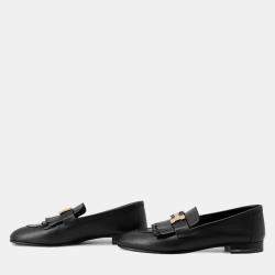 Pre Owned حذاء لوفرز هيرميس رويال جلد أسود مقاس 35.5