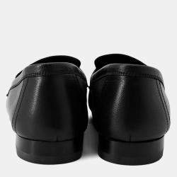 Pre Owned Hermes Mocassins Royale Black Leather Size 35.5