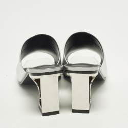 مملوكة مسبقًا Hermes kylie Size 39 Silver Leather Slide Sandals