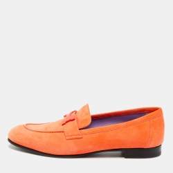 مملوكة مسبقًا Hermes Paris Size 39 Orange Suede Loafers