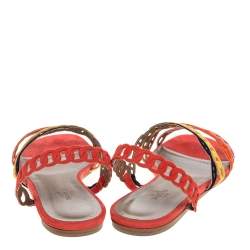 Hermes Multicolor Suede Leather Chaine D'ancre Flat Sandals Size 40