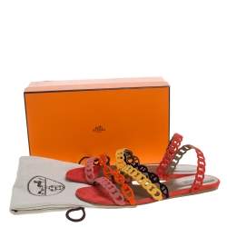 Hermes Multicolor Suede Leather Chaine D'ancre Flat Sandals Size 40