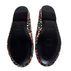 Pre Owned Hermès Multicolor Woven Silk Minorque Ballet Flats Size 39