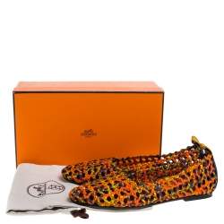 Hermès Multicolor Woven Silk Minorque Ballet Flats Size 39.5