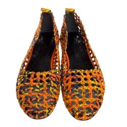 Hermès Multicolor Woven Silk Minorque Ballet Flats Size 39.5