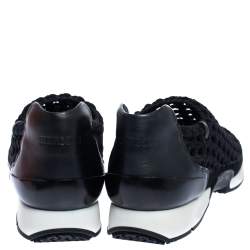Hermes Black Braided Silk Oxygene Slip On Sneakers Size 37.5