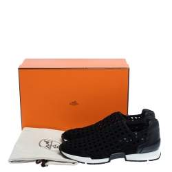 Hermes Black Braided Silk Oxygene Slip On Sneakers Size 37.5
