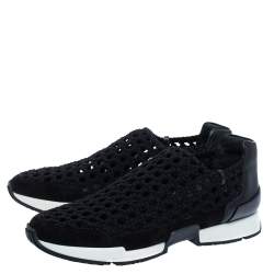 Hermes Black Braided Silk Oxygene Slip On Sneakers Size 37.5