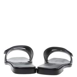 مملوكة مسبقًا Hermes Black Leather View Slide Sandals Size 38
