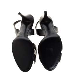 مملوكة مسبقًا Hermes Black Patent Leather Night Slingback Sandals Size 41