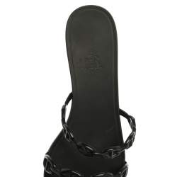 Pre Owned Hermes Black Rubber Chaine d'Ancre Rivage Slide Sandals Size 36